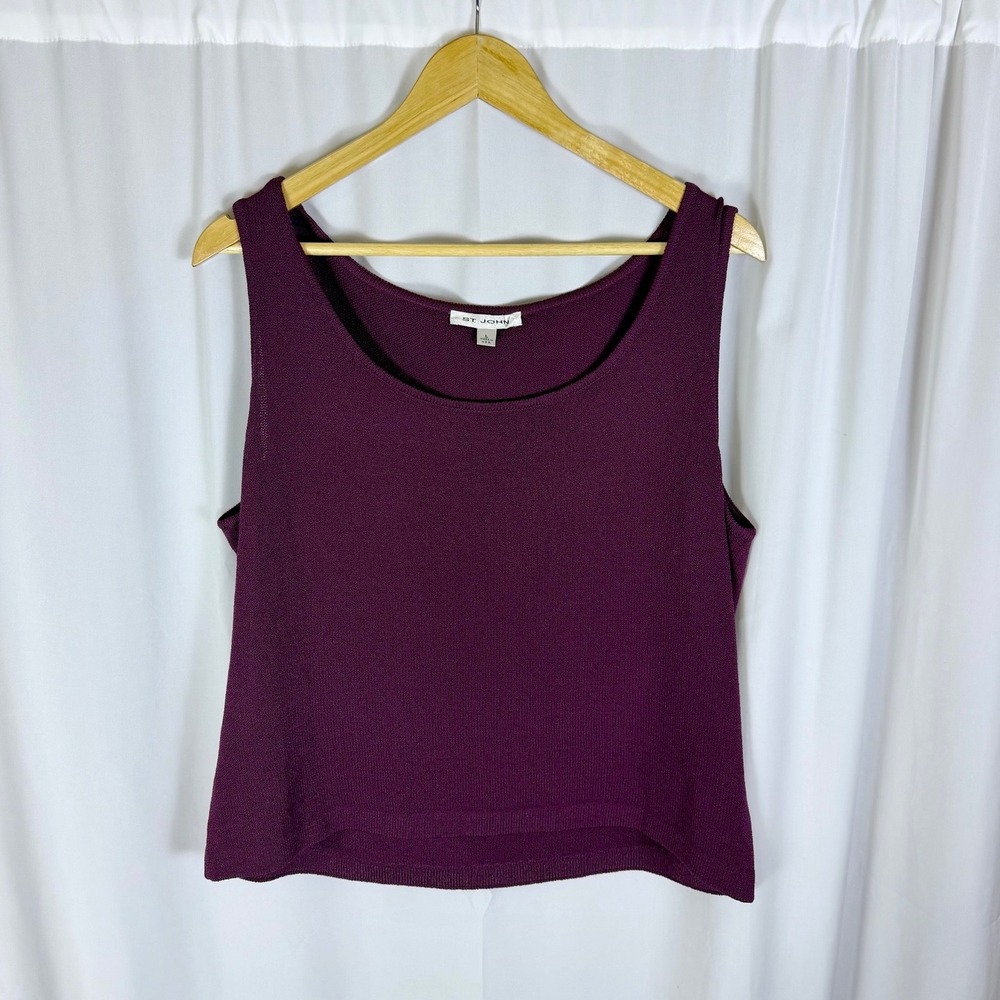 St. John Burgundy Red Knit Tank Top Womens Large Layering Luxury Capsule